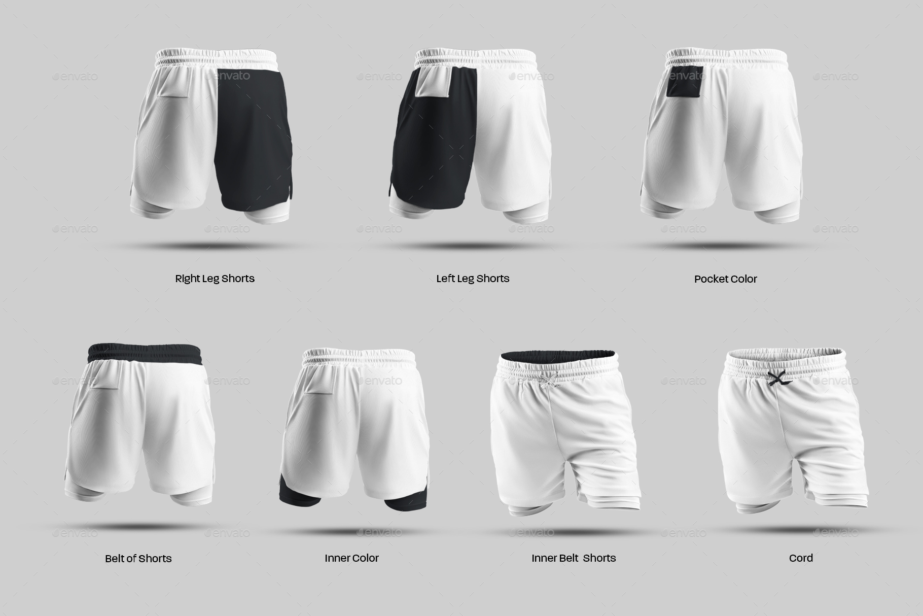 7 Mens 3d Style Mockups Shorts With Compression Liner Graphics Graphicriver 8400